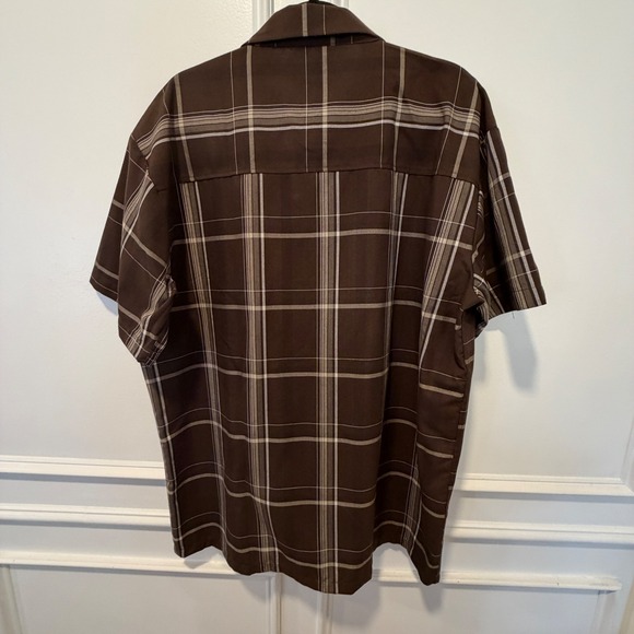 Yago Men's Large Brown Plaid Short Sleeve Button-Down Shirt - Picture 4 of 7